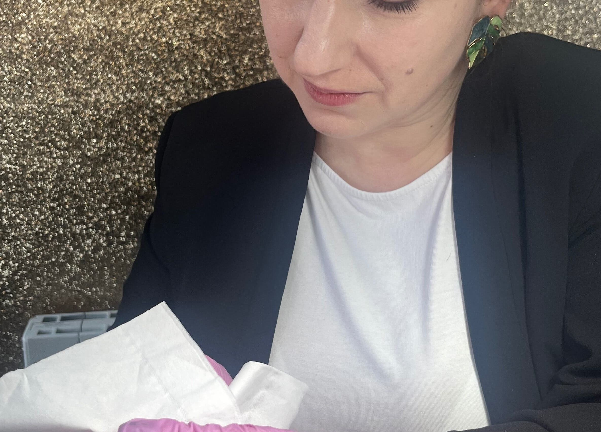 Expert nail technician performing manicure at Archnailgel in Swindon, England, GB.