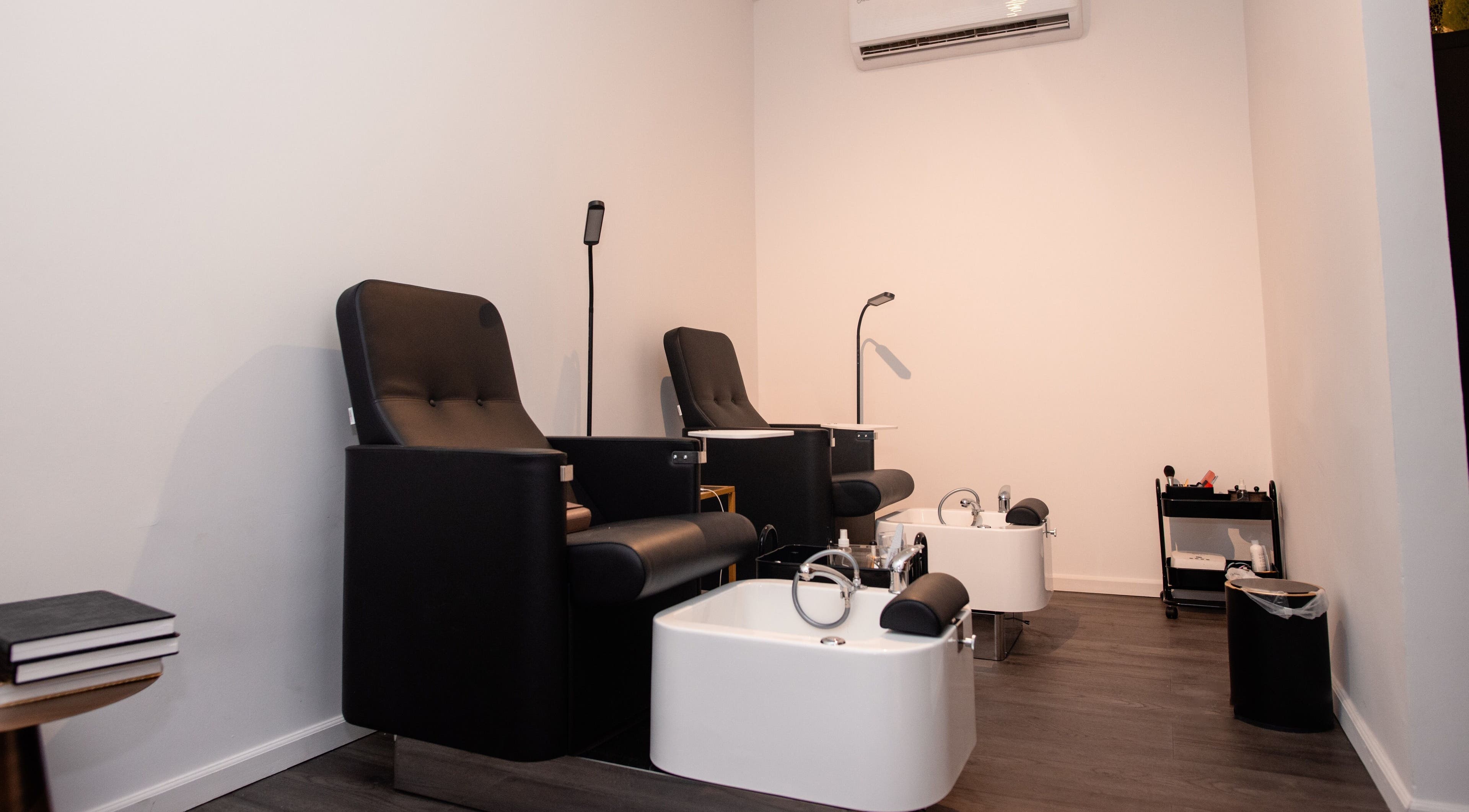 Luxurious pedicure stations at Delete Beauty Lounge in Paramaribo, Paramaribo, SR for ultimate relaxation.