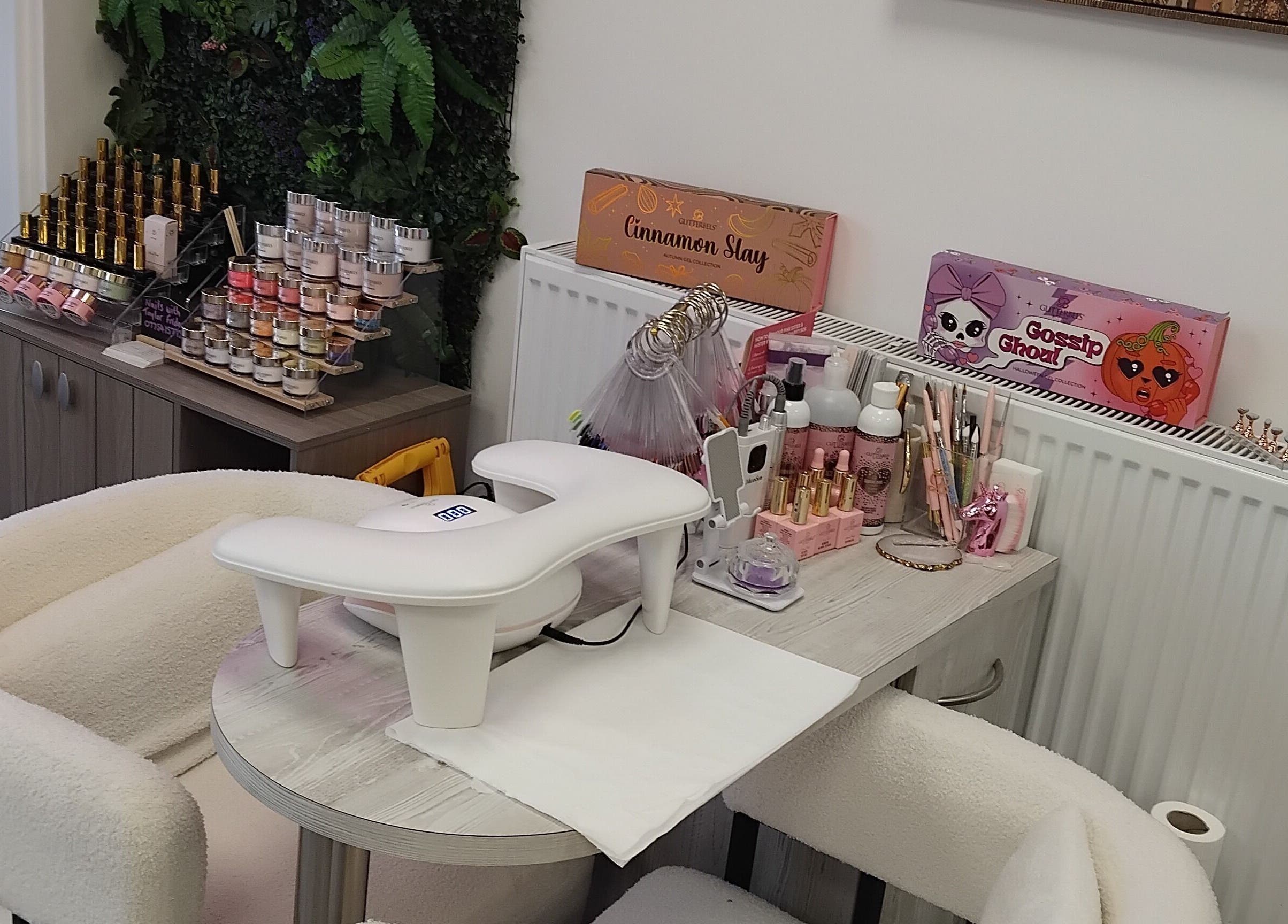 Nail setup with manicure tools at Nails by Tay in Newcastle-under-lyme, England, GB.
