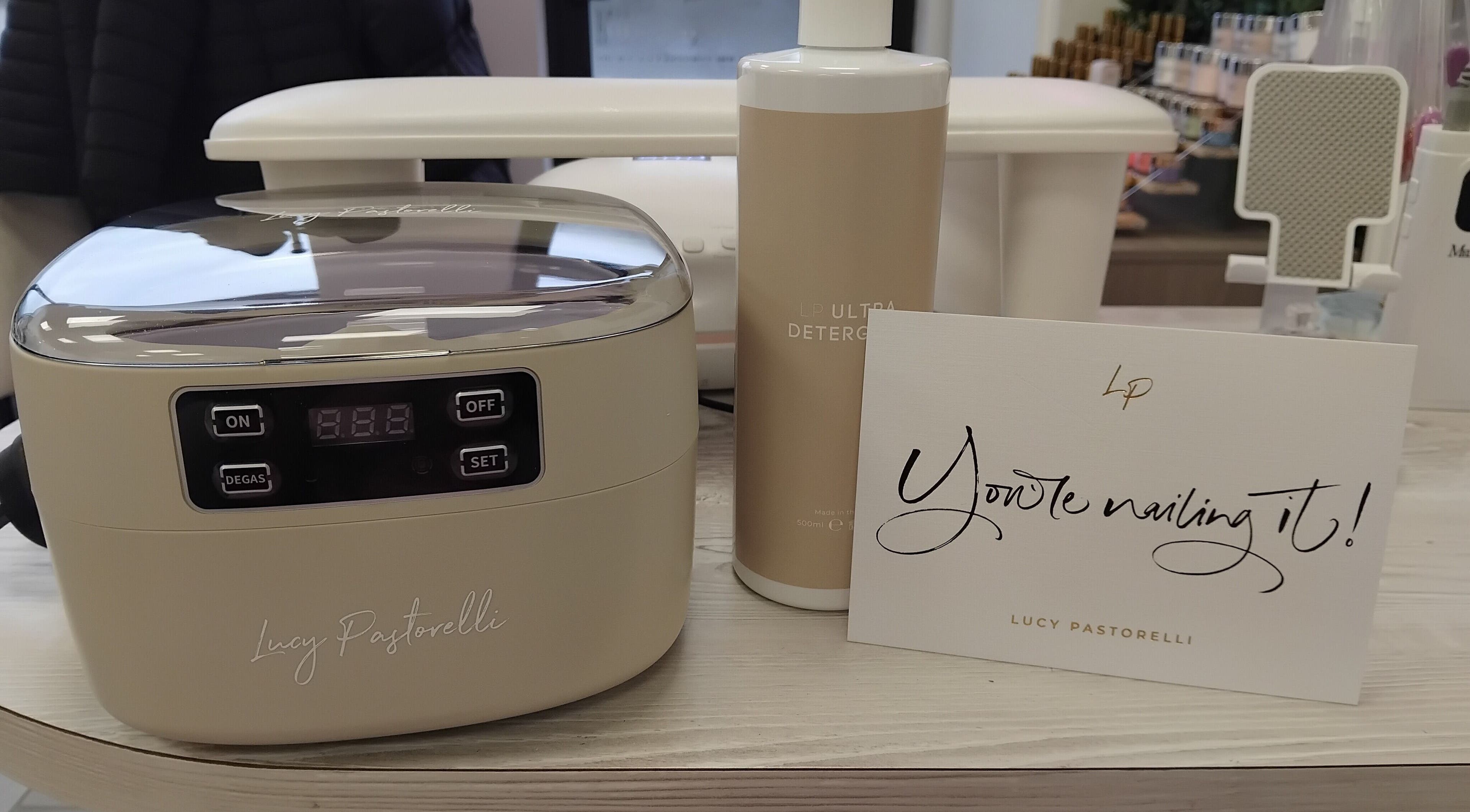 Professional nail equipment at Nails by Tay, Newcastle-under-Lyme, England, GB, showcasing luxury manicure tools.