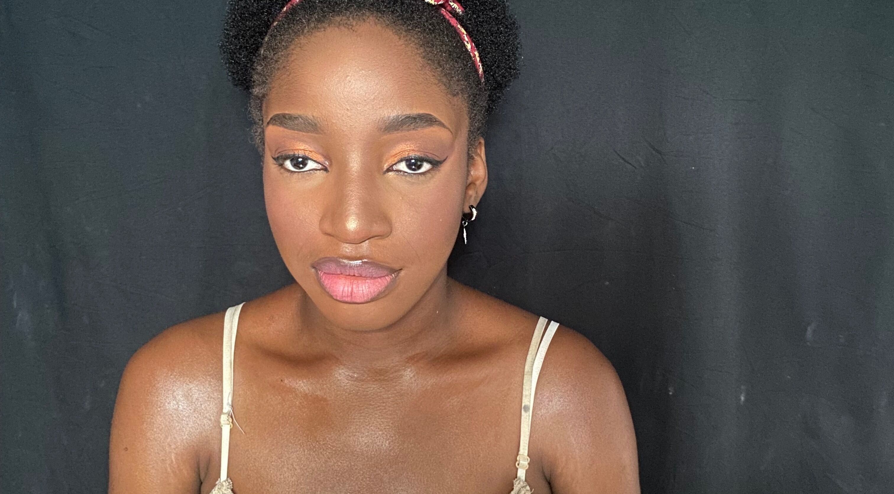 Close-up of a woman with radiant makeup at Beatsbyzara, Lagos, Lagos, NG.