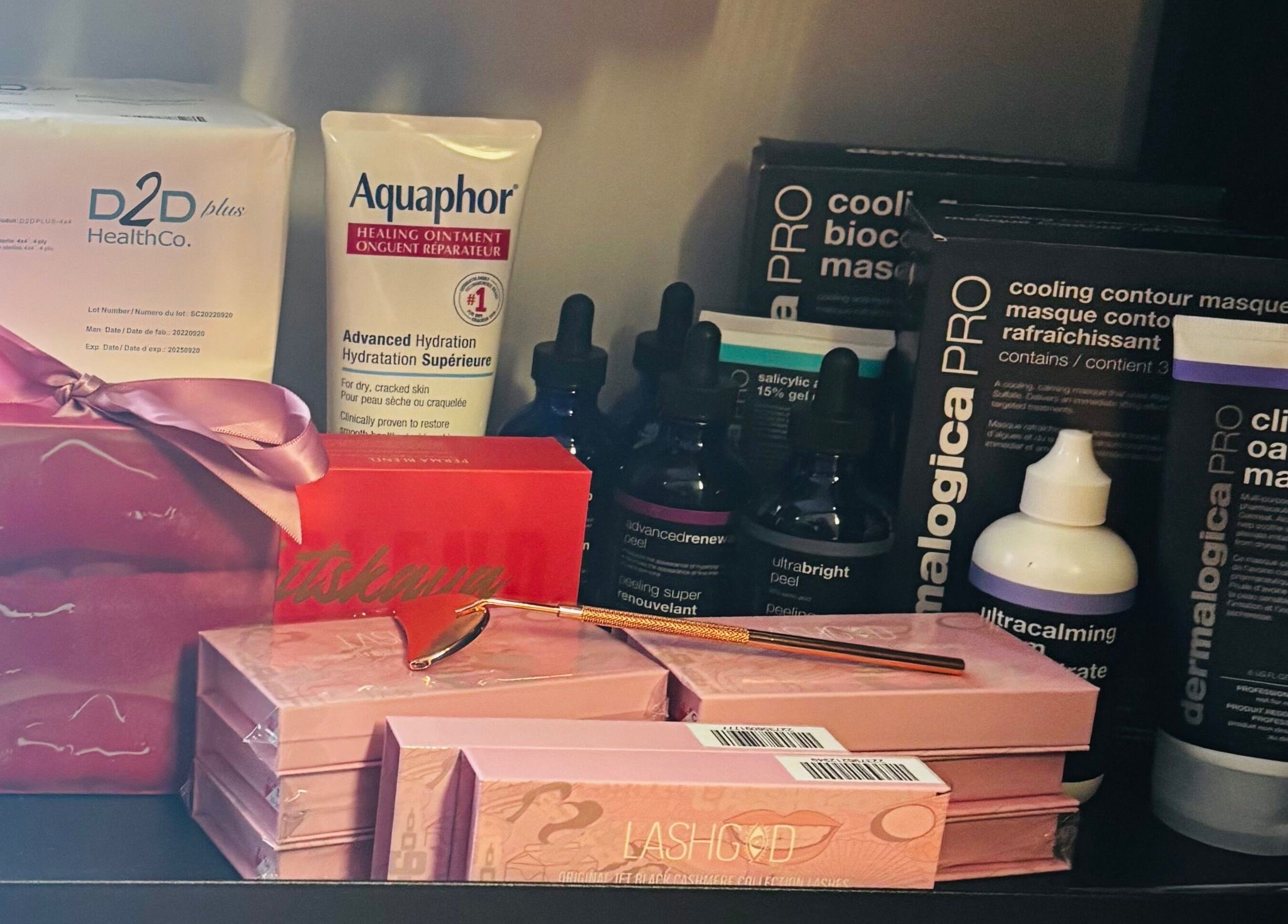 Luxury skincare products at Aesthetics By Abbey, Gatineau, Québec, CA, showcasing beauty essentials.