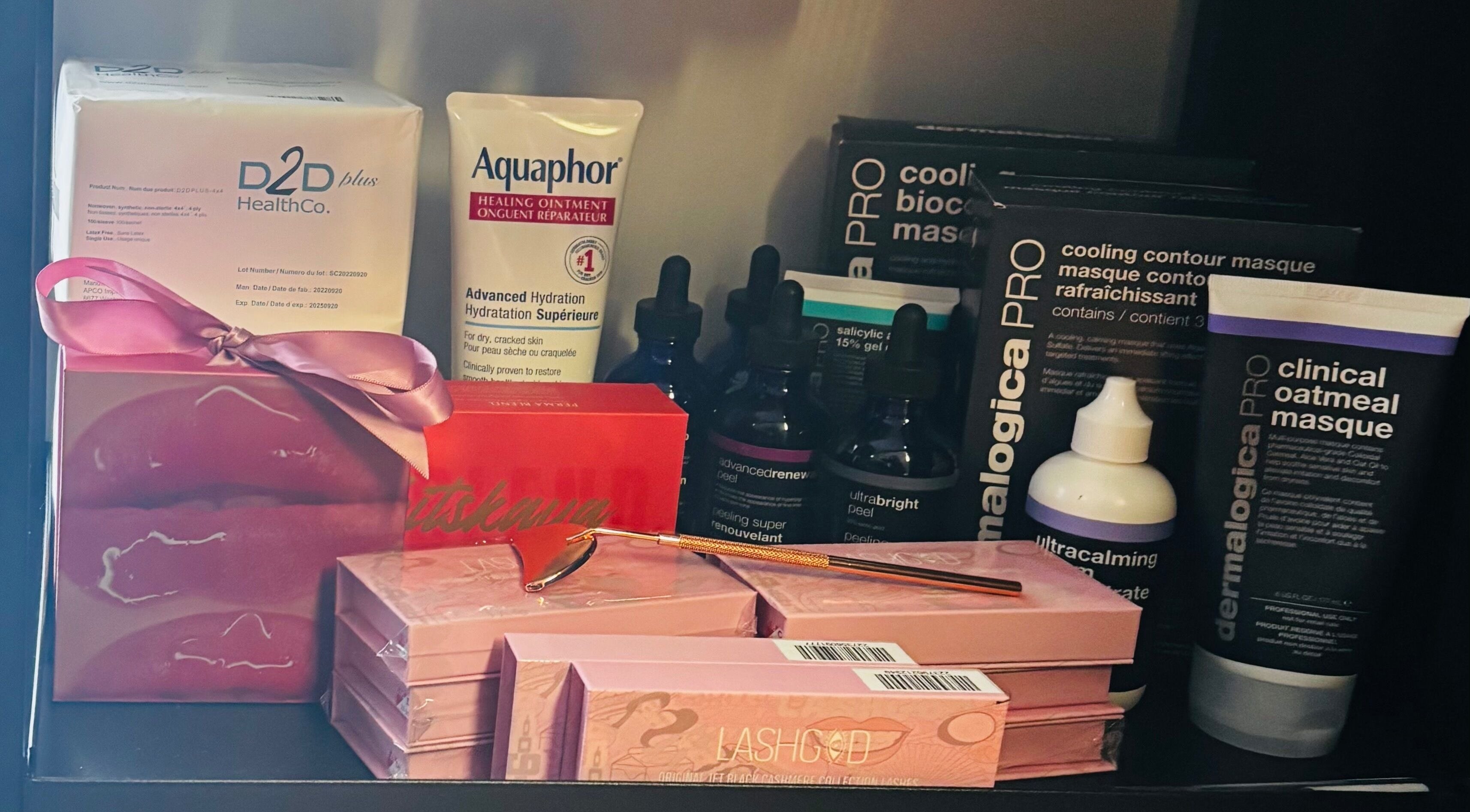 Luxury skincare products at Aesthetics By Abbey, Gatineau, Québec, CA, showcasing beauty essentials.