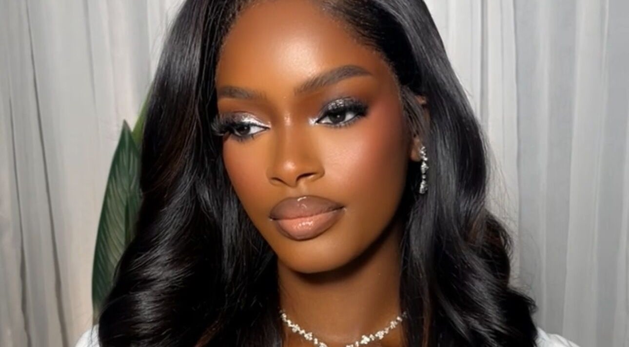 Elegant makeup look by Efoma’s Touch Artistry in Birmingham, England, GB. Stunning hairstyle and radiant skin.