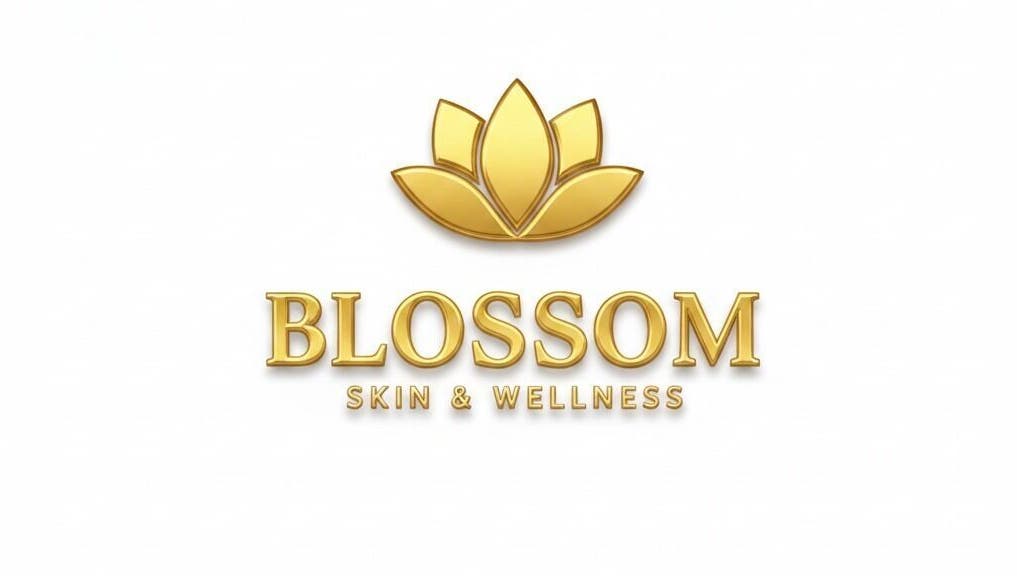 Blossom Skin & Wellness logo, featuring a golden lotus, located in Chaguanas, TT.