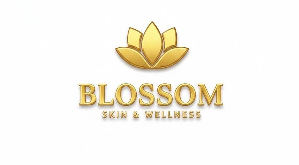 Blossom Skin & Wellness logo, featuring a golden lotus, located in Chaguanas, TT.