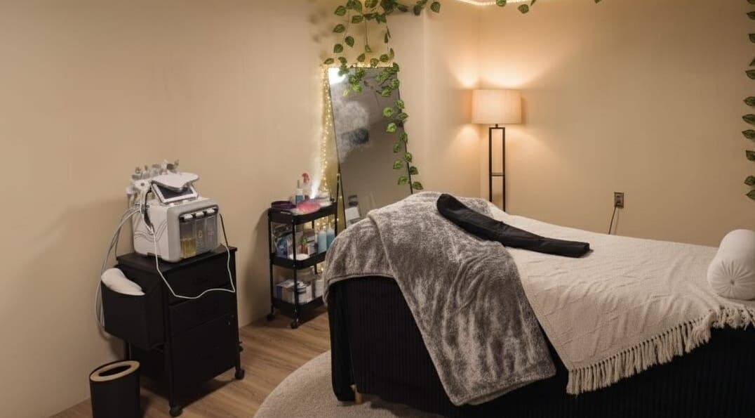 Sala de tratamiento en Aurea Bienestar Integral, Ciudad De México, MX, con cama de masaje y decoración acogedora.