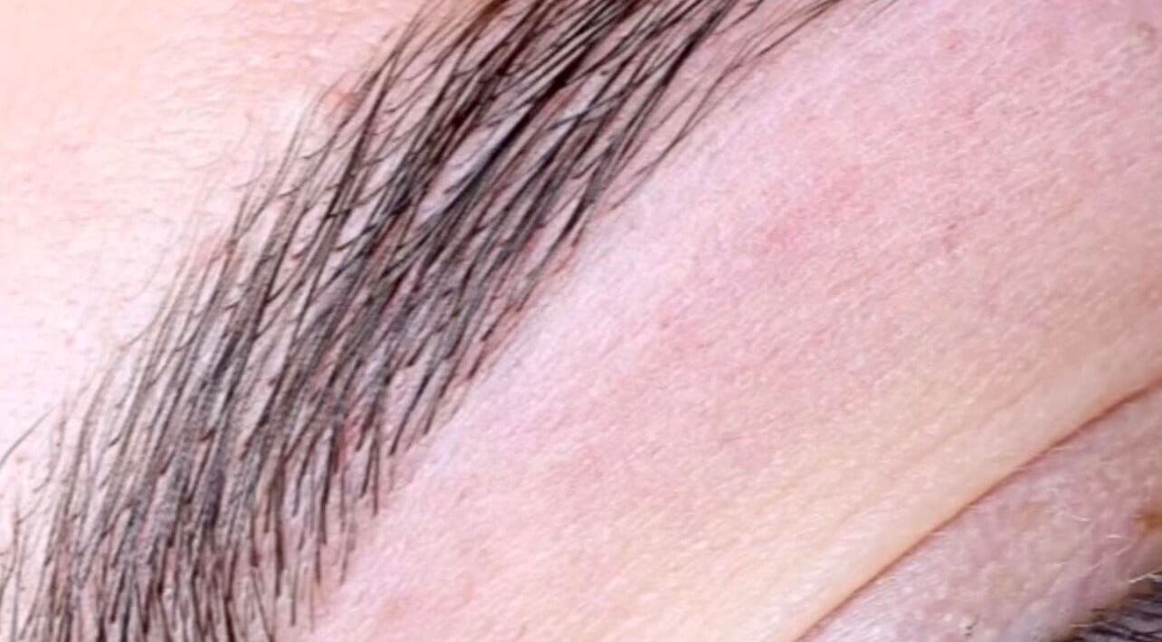 Close-up of perfectly groomed eyebrow at Lush Nails & Beauty Bar, Southampton, England, GB.