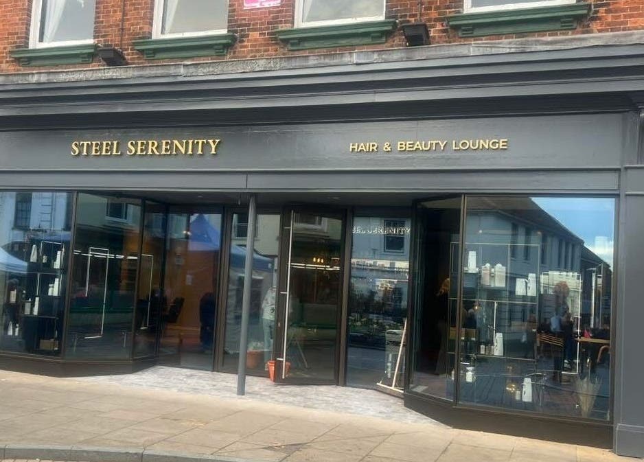 Entrance of Aster Beauty at Steel Serenity, a chic venue in Fakenham, England, GB.