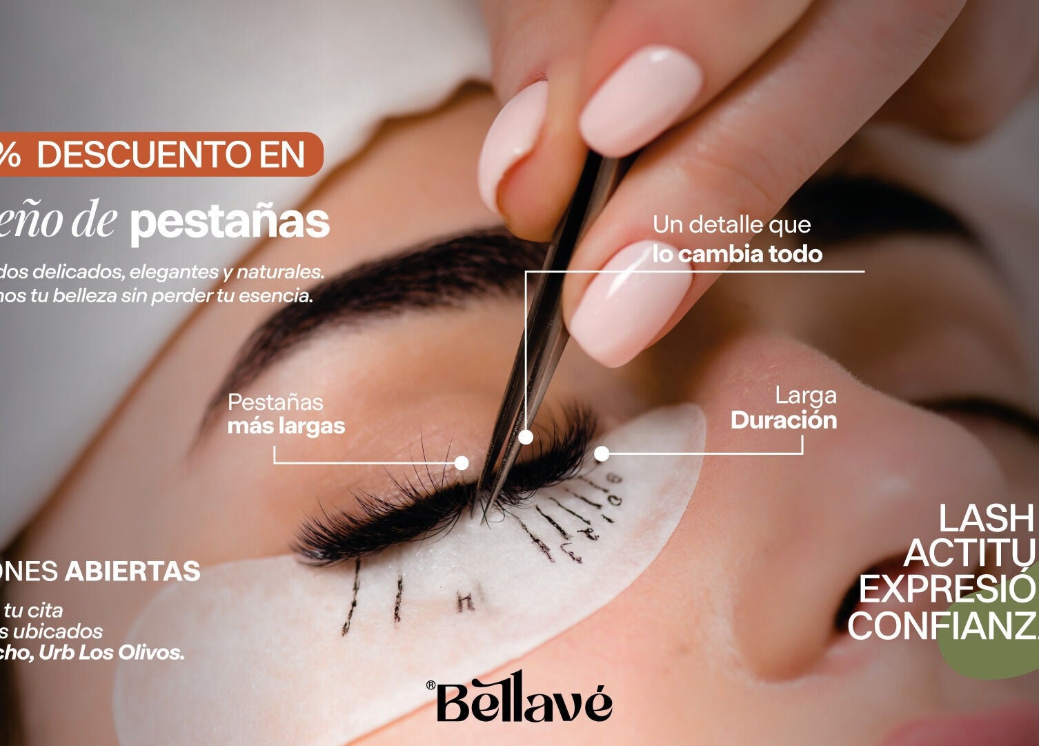 Extensión de pestañas en Bellavé Estudio, Lima, Provincia De Lima, PE. Mejora tu mirada con diseño profesional.