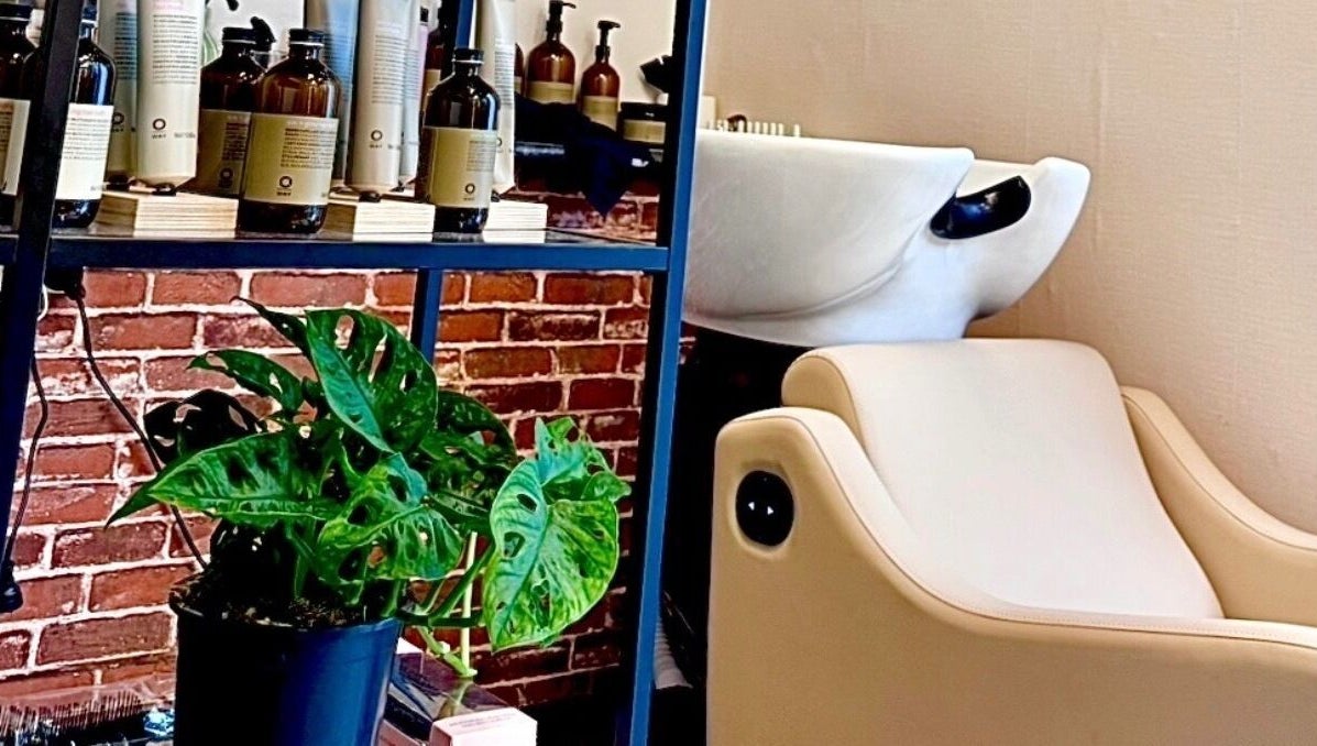 Stylish interior of Miss Organic Salon, Prahran, Victoria, AU, showcasing plants and sleek styling chairs.