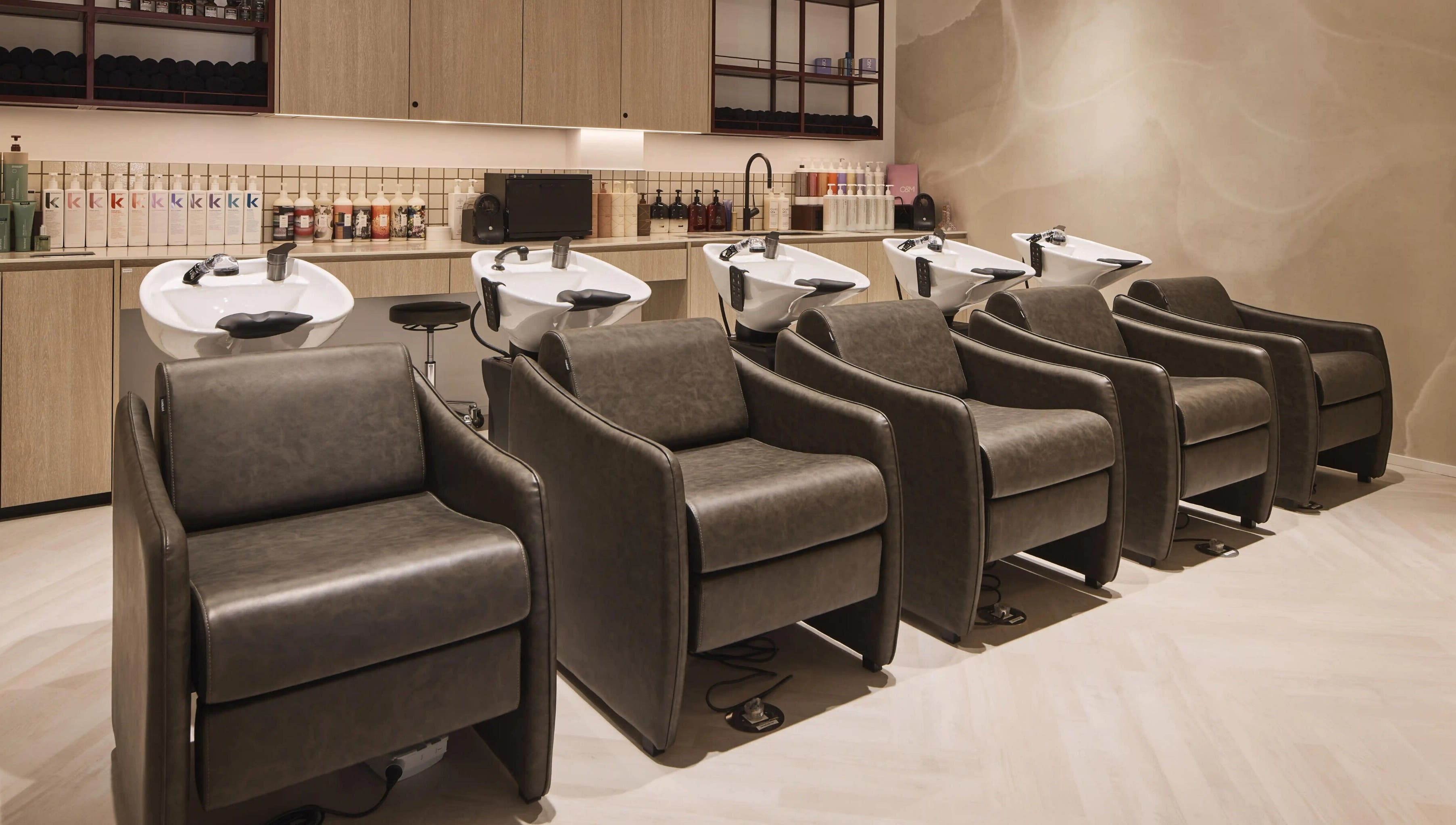 Elegant salon chairs at Pamper Packages at Salon Lane, Bondi Junction, New South Wales, AU.
