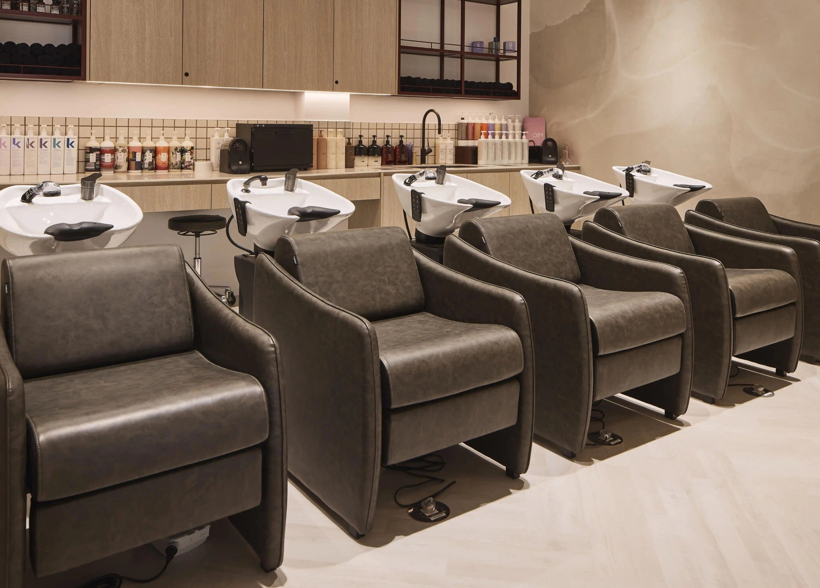 Elegant salon chairs at Pamper Packages at Salon Lane, Bondi Junction, New South Wales, AU.