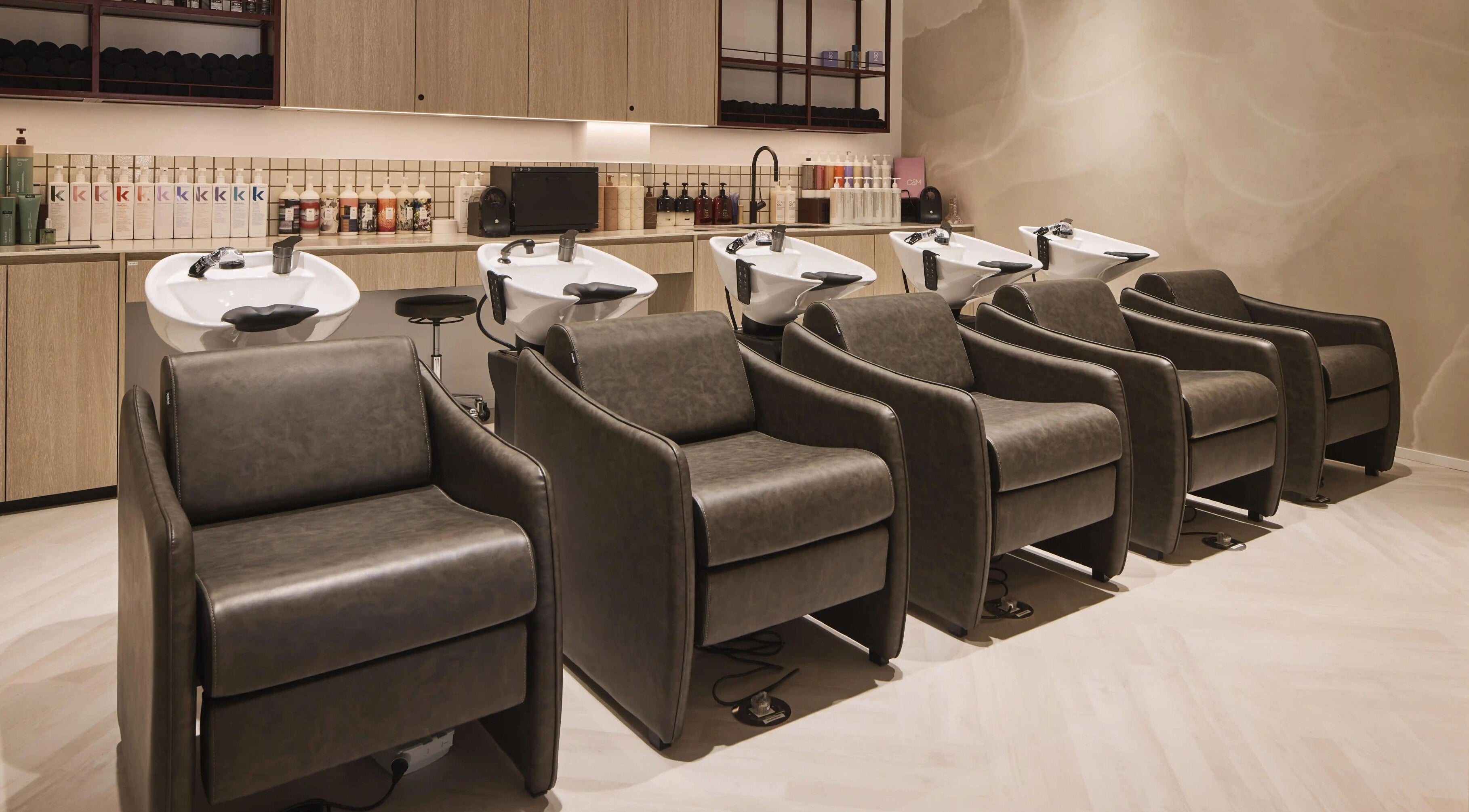 Elegant salon chairs at Pamper Packages at Salon Lane, Bondi Junction, New South Wales, AU.