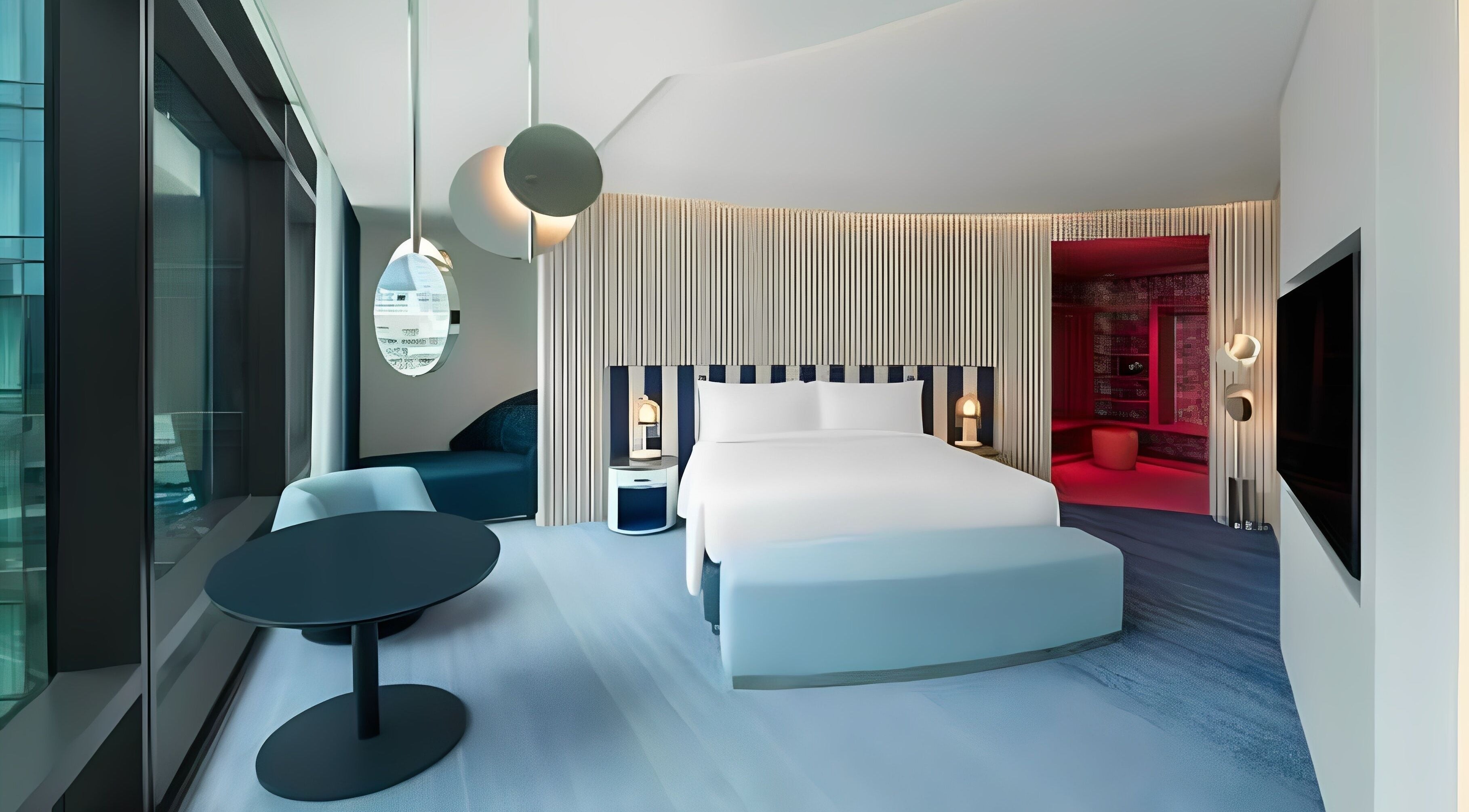 Luxurious room in In-Room - W Hotel, Sydney, New South Wales, AU with a large bed and modern decor.