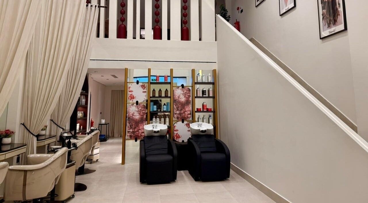 Luxurious interior of Tressy Spa in Riyadh, Riyadh Province, SA, showcasing stylish salon chairs and decor.