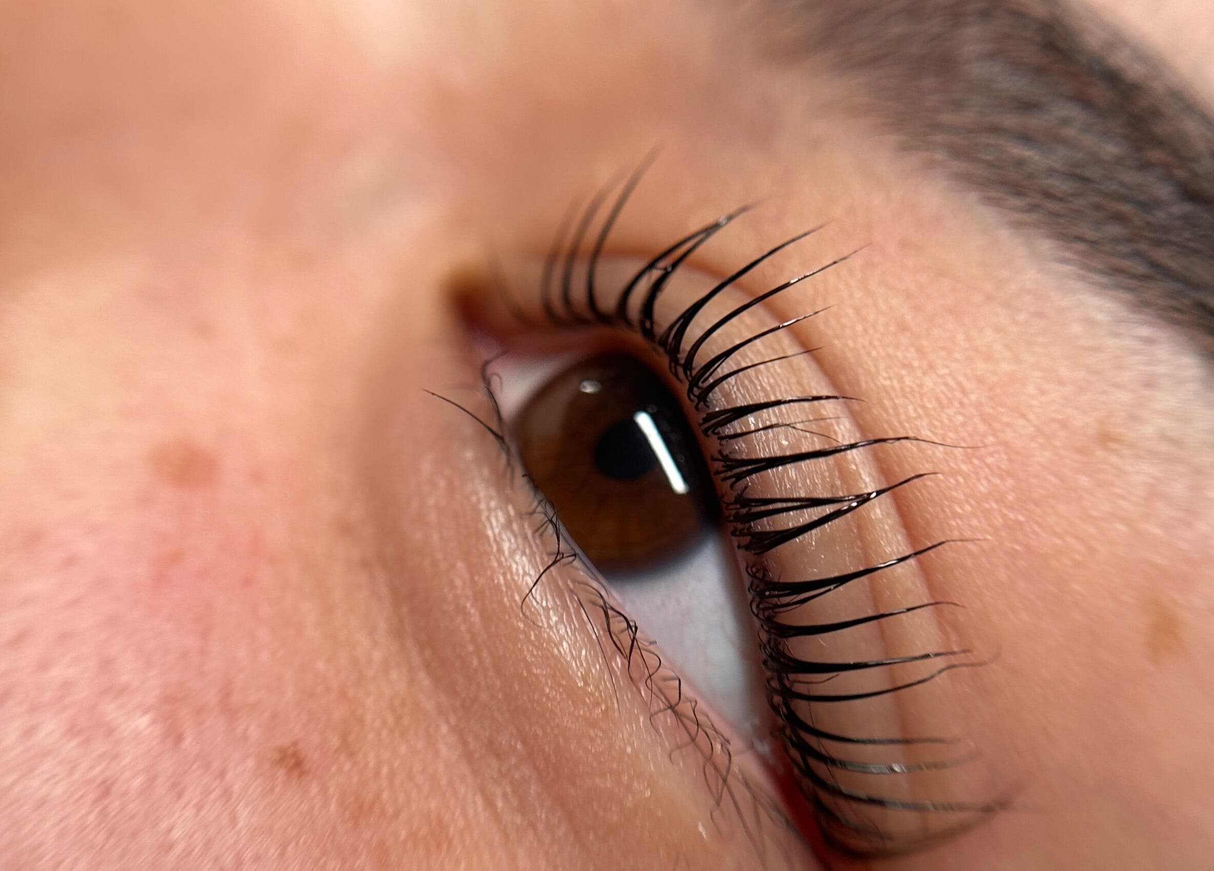 Close-up of a styled eyelash at Glow.by.Angela, London, England, GB showcasing beauty enhancement.