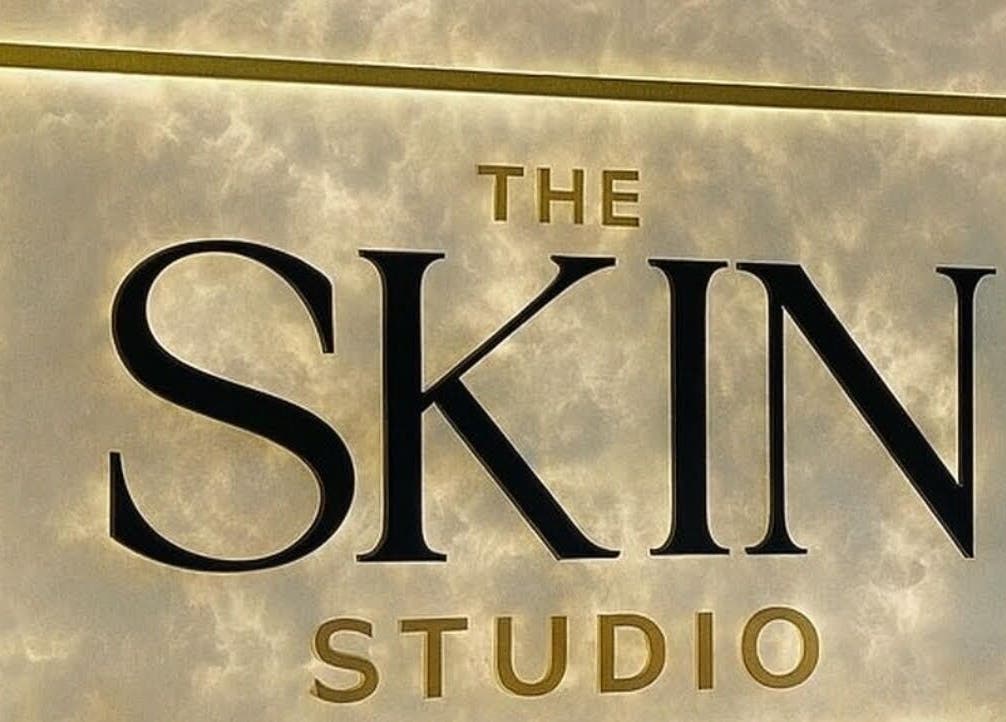 Elegant signage of The Skin Studio JA at Kingston, St. Andrew Parish, JM, showcasing its luxurious branding.