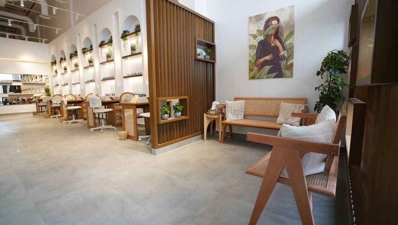 Chic interiors of Nails Glow- Al Ghadeer in Riyadh, Riyadh Province, SA, showcasing elegant nail stations and decor.