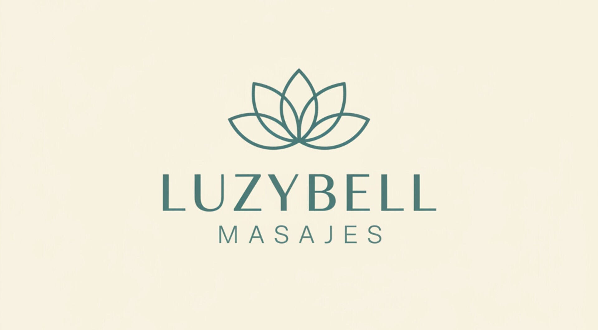 Logotipo de Luzybell Masajes en Tarragona, Catalunya, ES, con diseño floral minimalista sobre fondo beige.