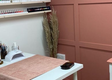 Beauty Box Spa nail station with tools and products, Bracknell, England, GB.