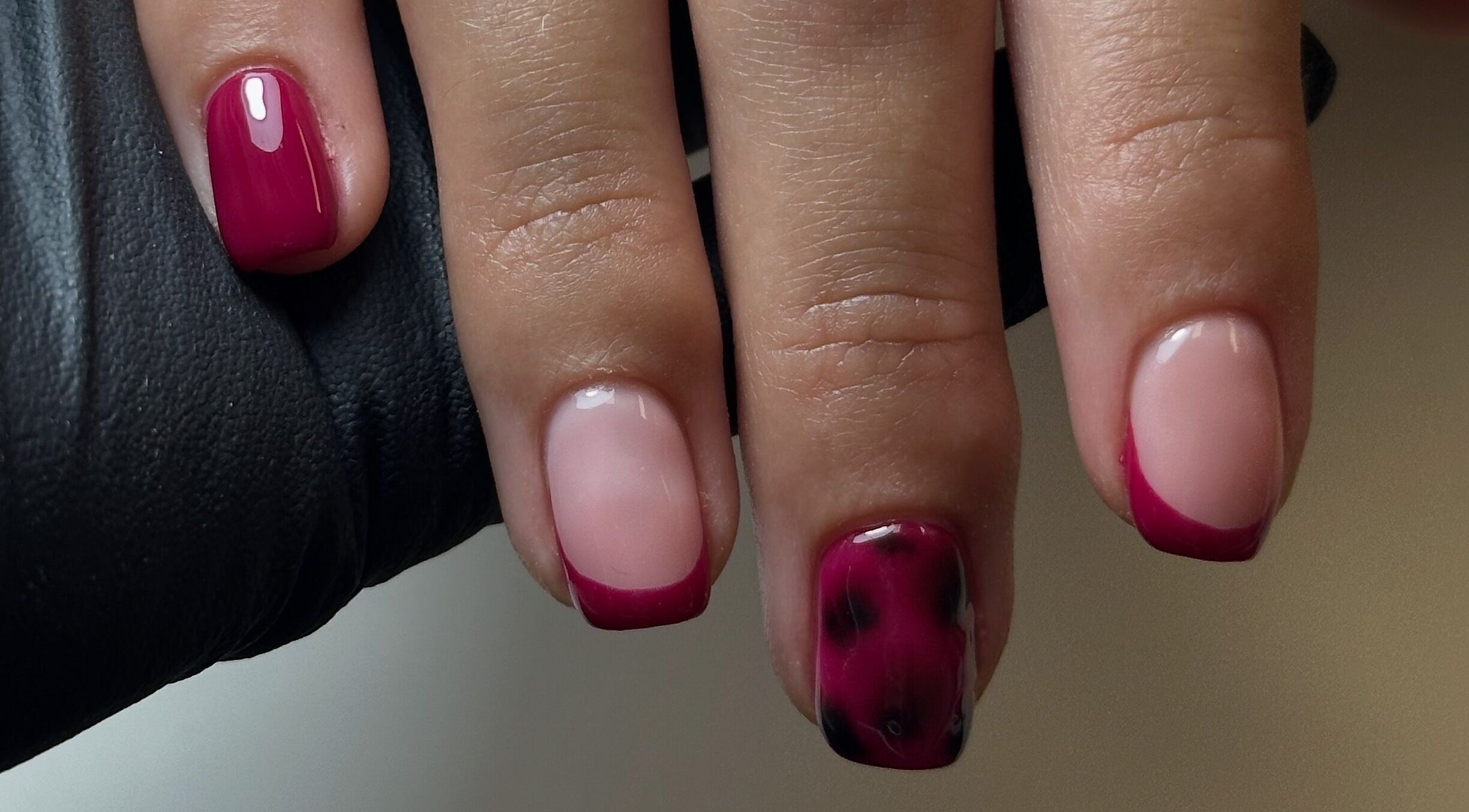 Elegant manicure with magenta accents at Beauty Box Spa, Bracknell, England, GB.