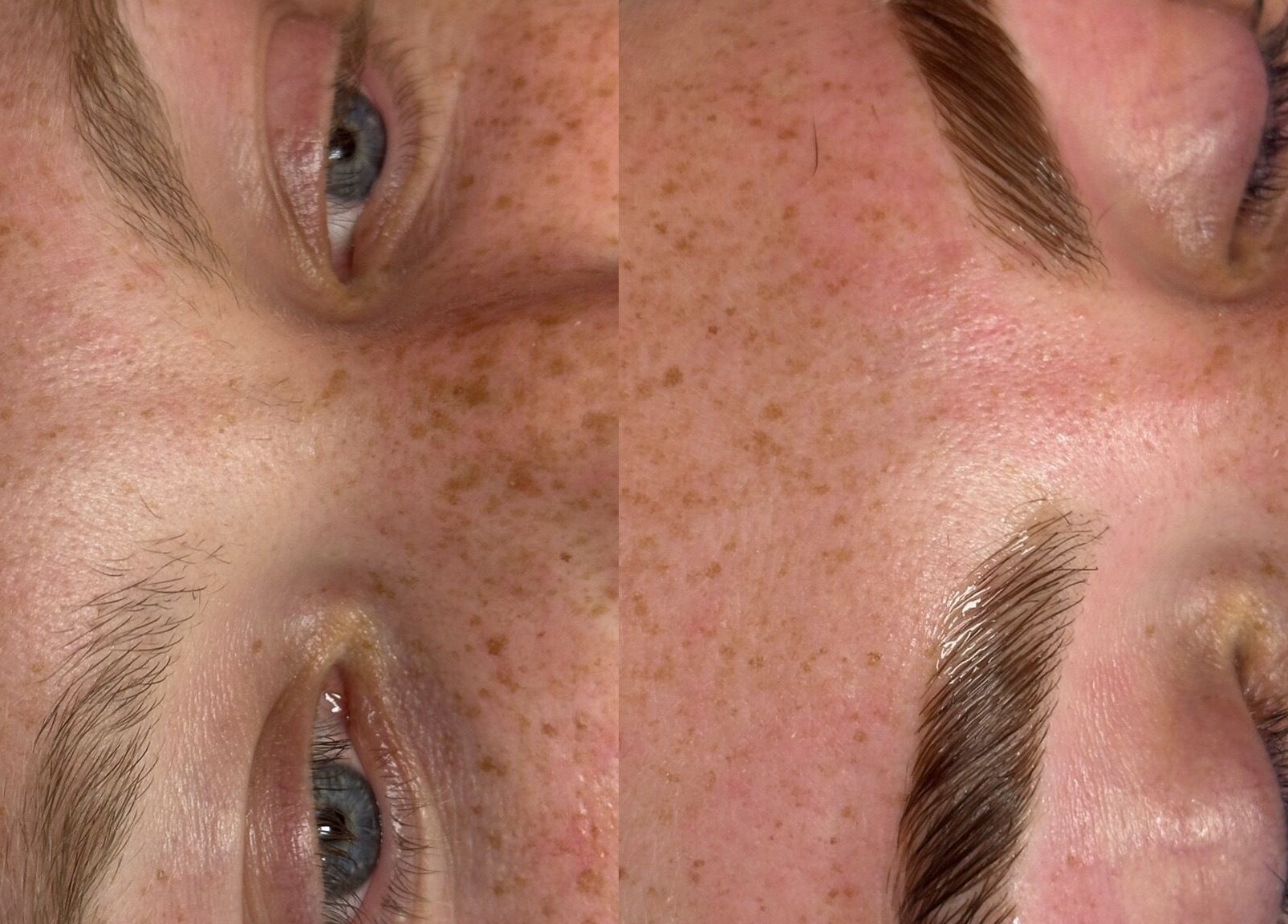 Eyebrow enhancement at Beauty Box Spa, Bracknell, England, GB showcasing before and after results.