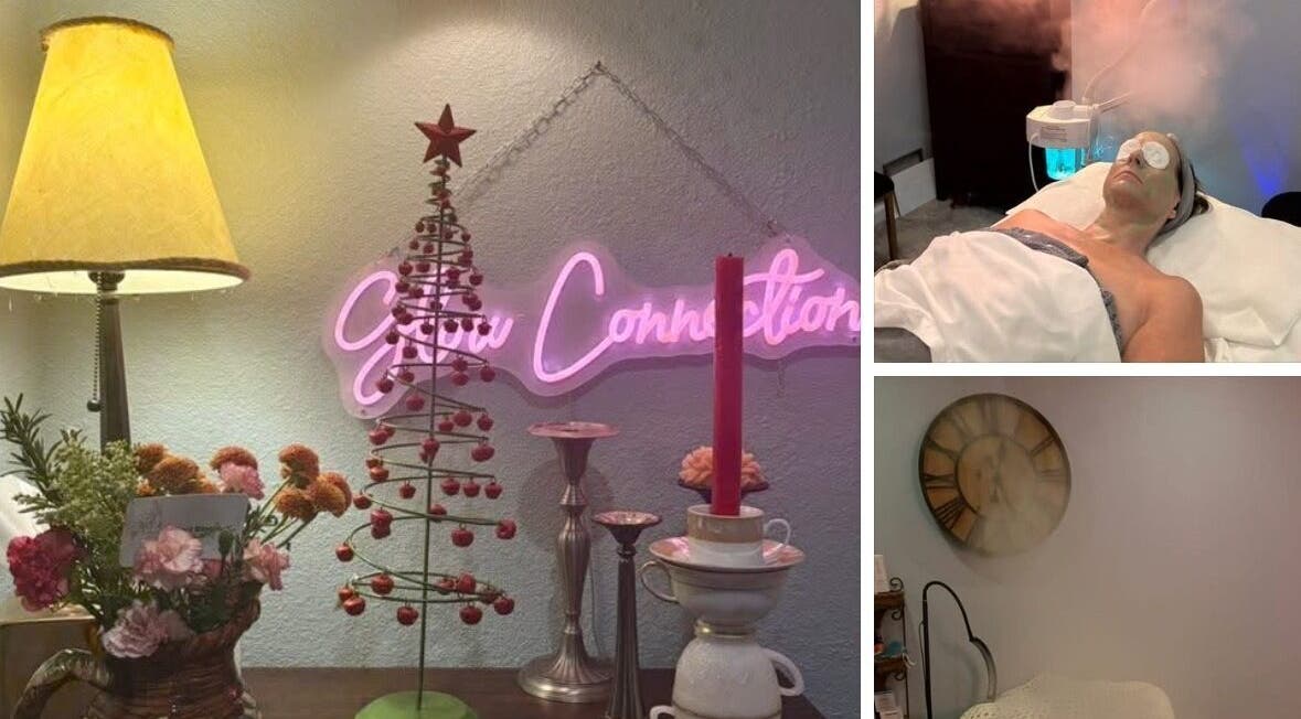 Ambiance of Glow Connection in Loomis, California with decor and facial treatment room.