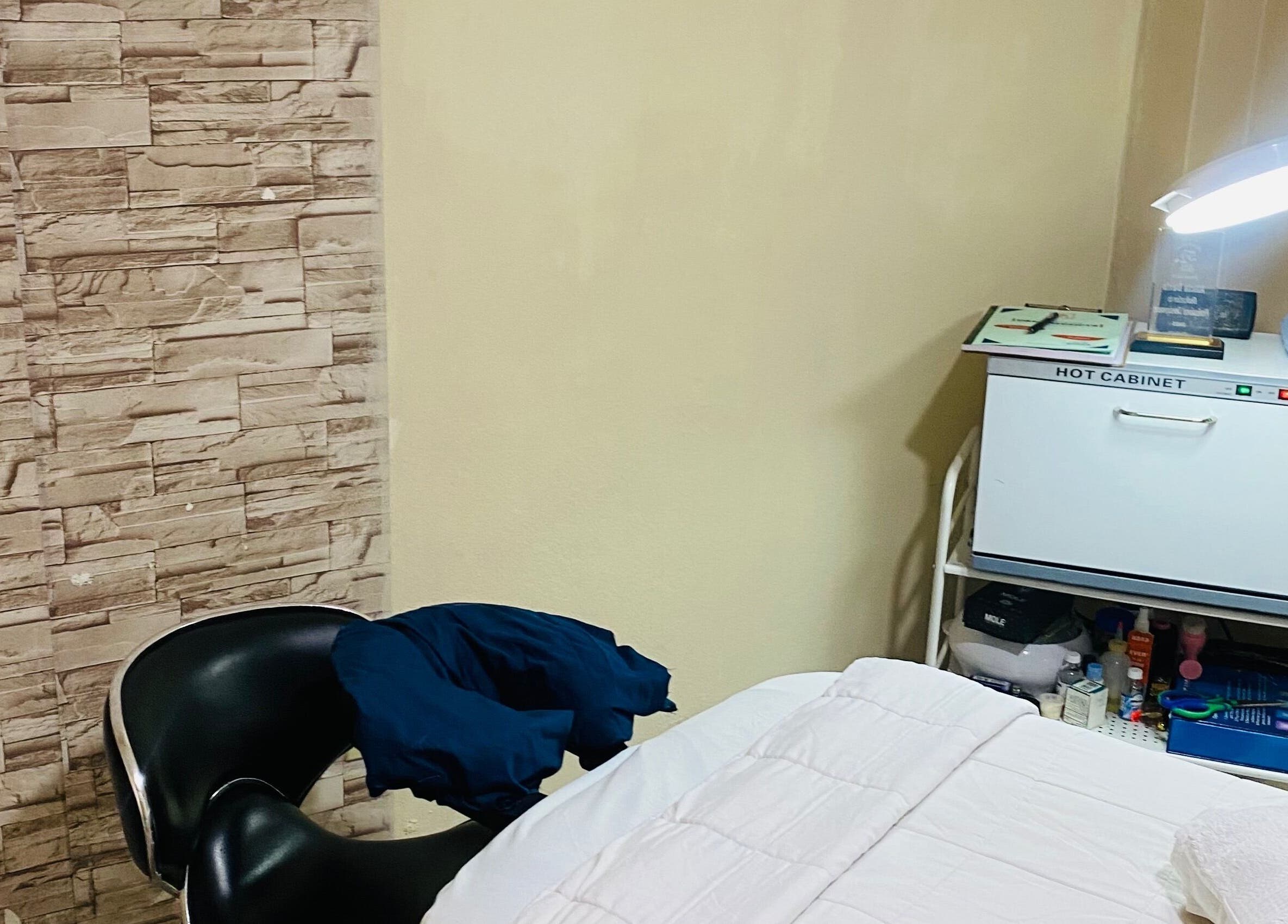 Cozy treatment room at Healing Emerald Wellness Spa & Training Centre Ltd, Kingston, St. Andrew Parish, JM.