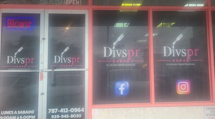 Front entrance of Divspr Professional Care, San Juan, San Juan, PR, showcasing branding and social media icons.