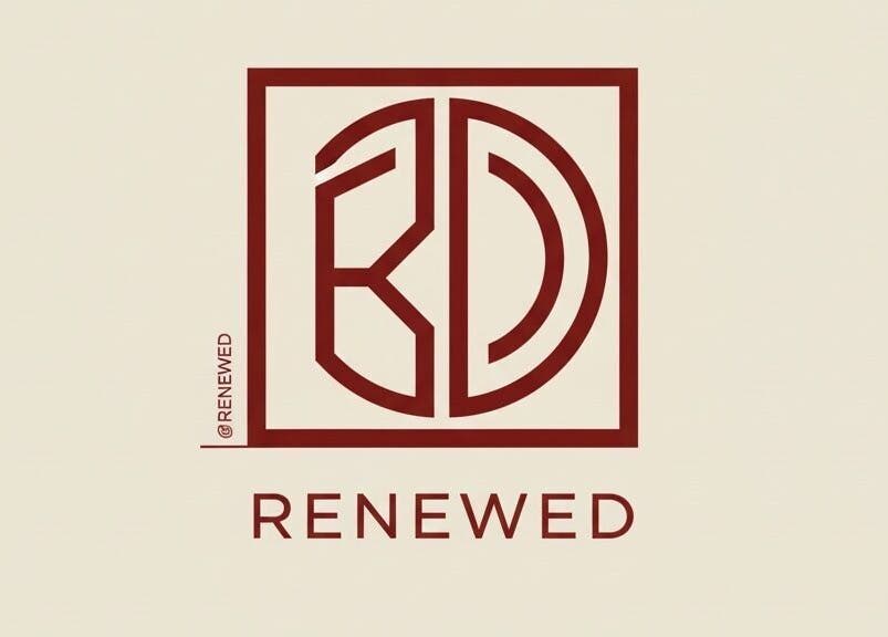 Logotipo de Renacer estilizado en marcos de líneas rojas en Barcelona, US.