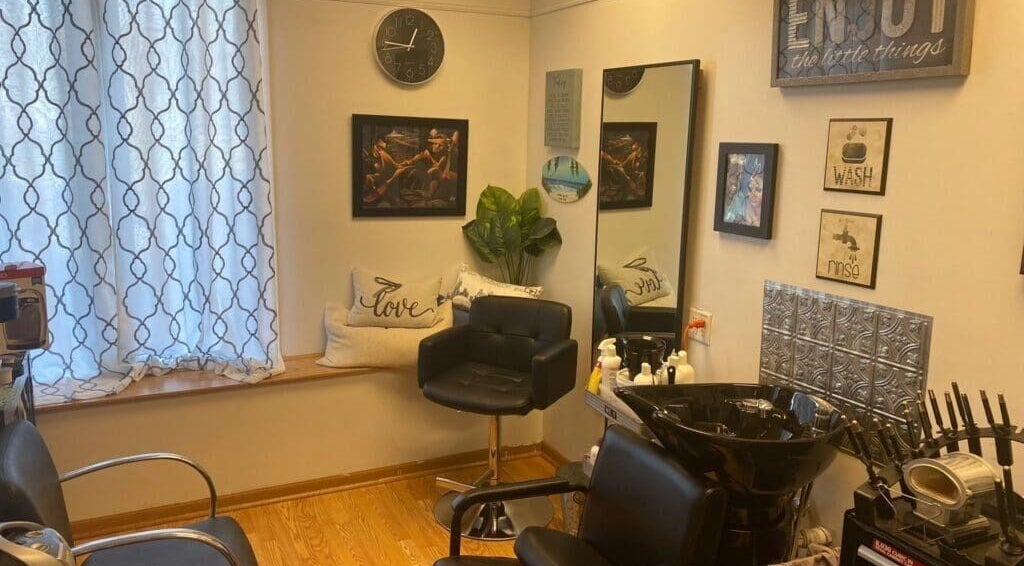 Inviting salon interior of Brittany's Hair Bar in Goldsboro, North Carolina, US featuring stylish decor.