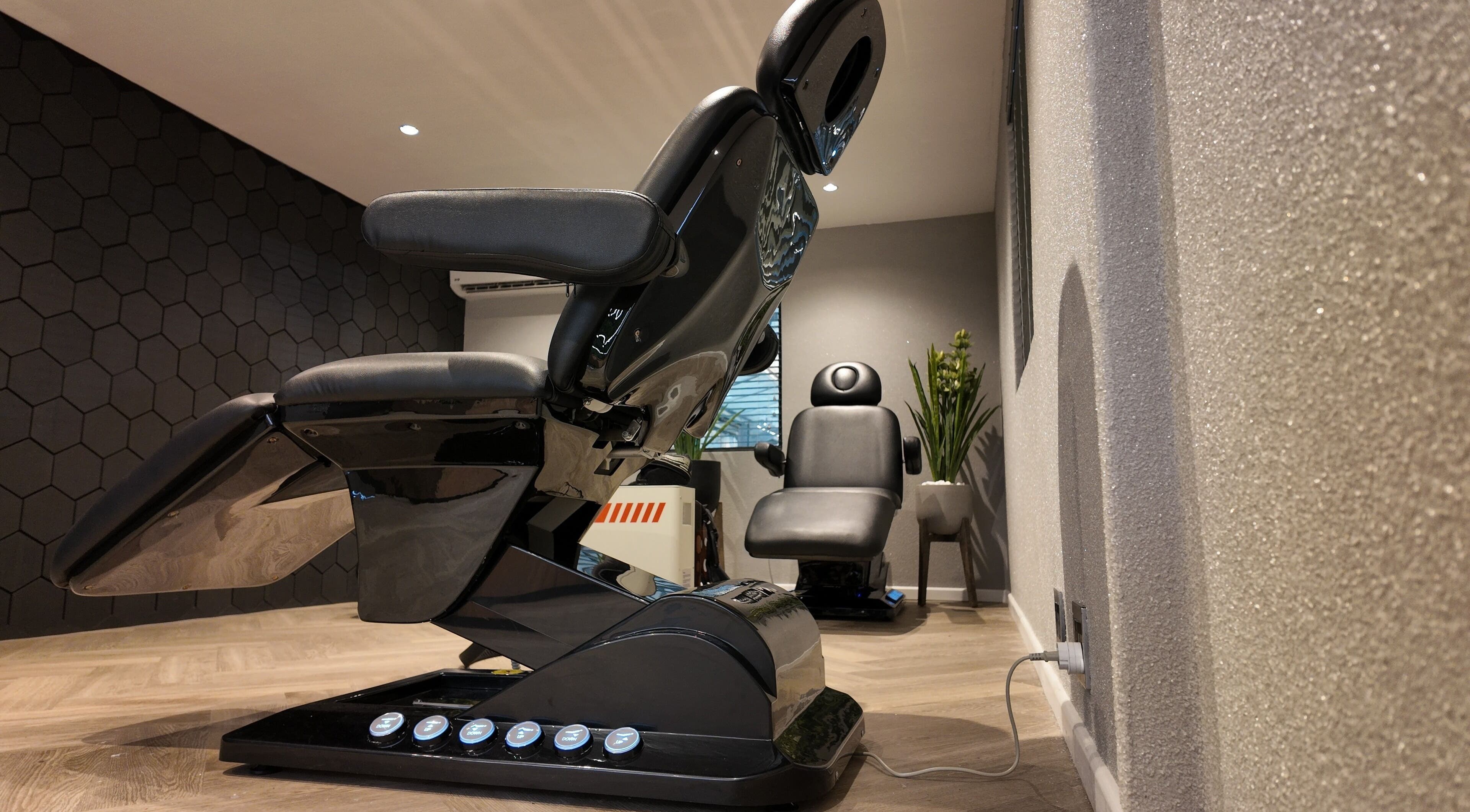 Luxurious spa chairs at Play Recovery Centre, Mount Edgecombe, Kwazulu-natal. Modern wellness facility setup.