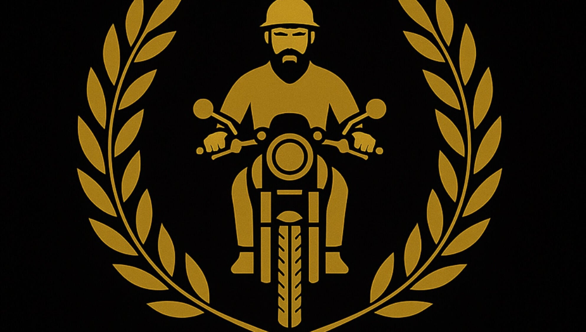 Stylized illustration of a biker within a laurel wreath at Stirling Leisure Centre Mirrabooka, Mirrabooka, Western Australia, AU.