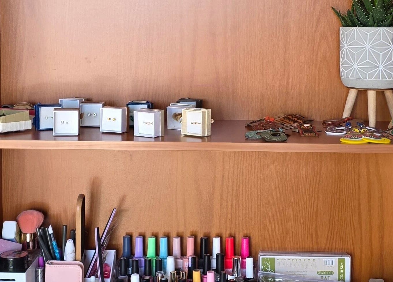 Jewelry and cosmetics on display at Mel's Treasures, Cape Town, Western Cape, ZA.