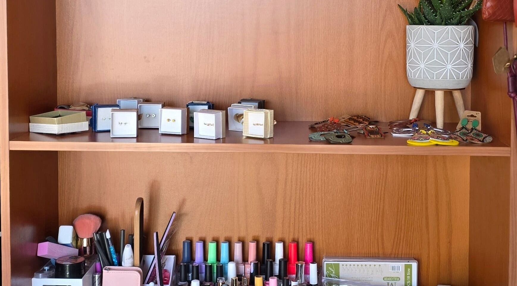 Jewelry and cosmetics on display at Mel's Treasures, Cape Town, Western Cape, ZA.