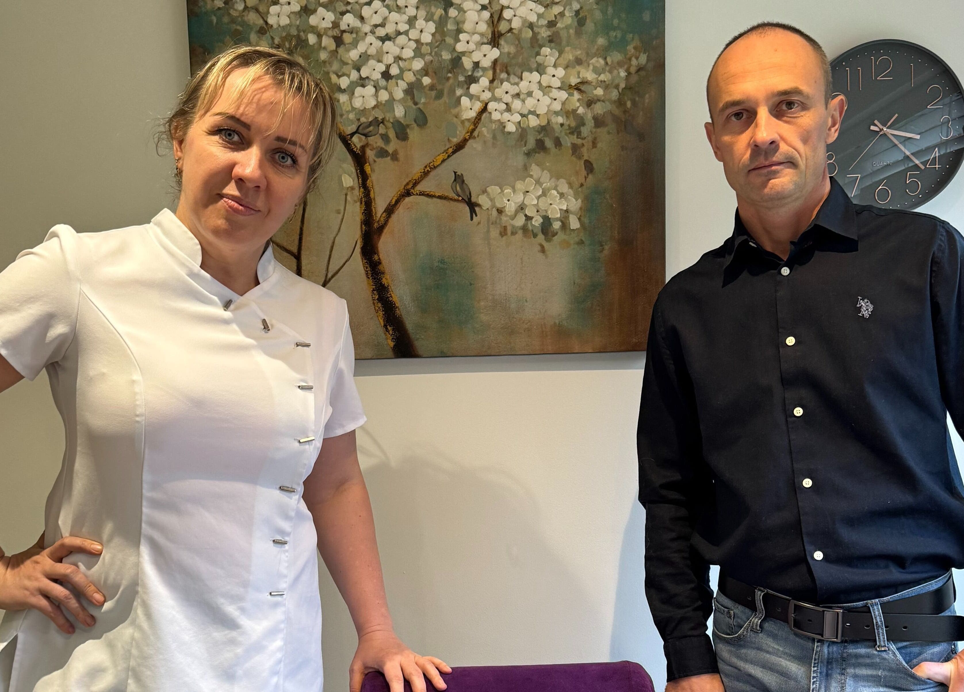Staff at The Avenue Acupuncture Clinic, Worcester, England, GB, in a serene treatment room.