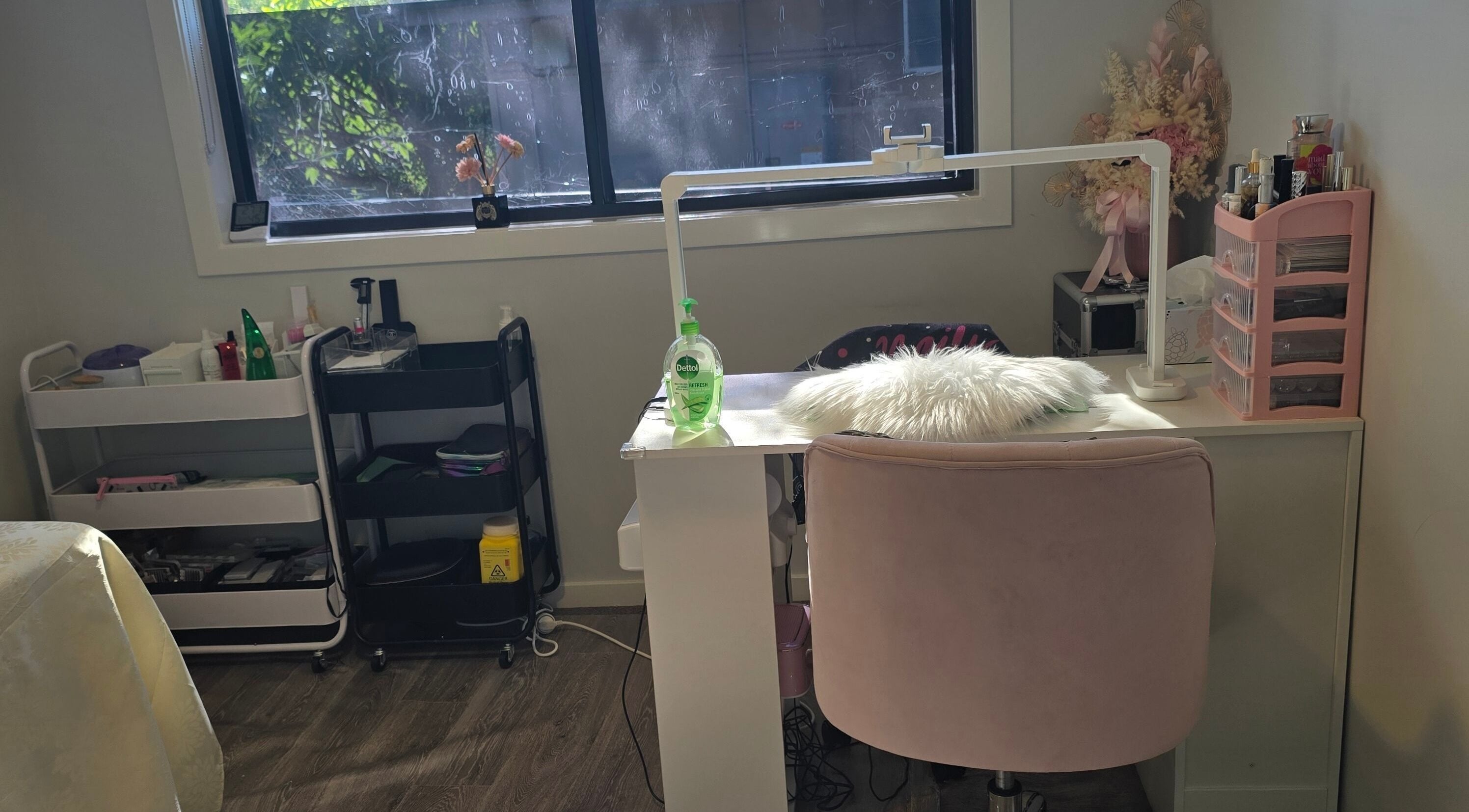 JLBeauty salon's tranquil beauty setup with supplies, Wentworthville, New South Wales, AU.