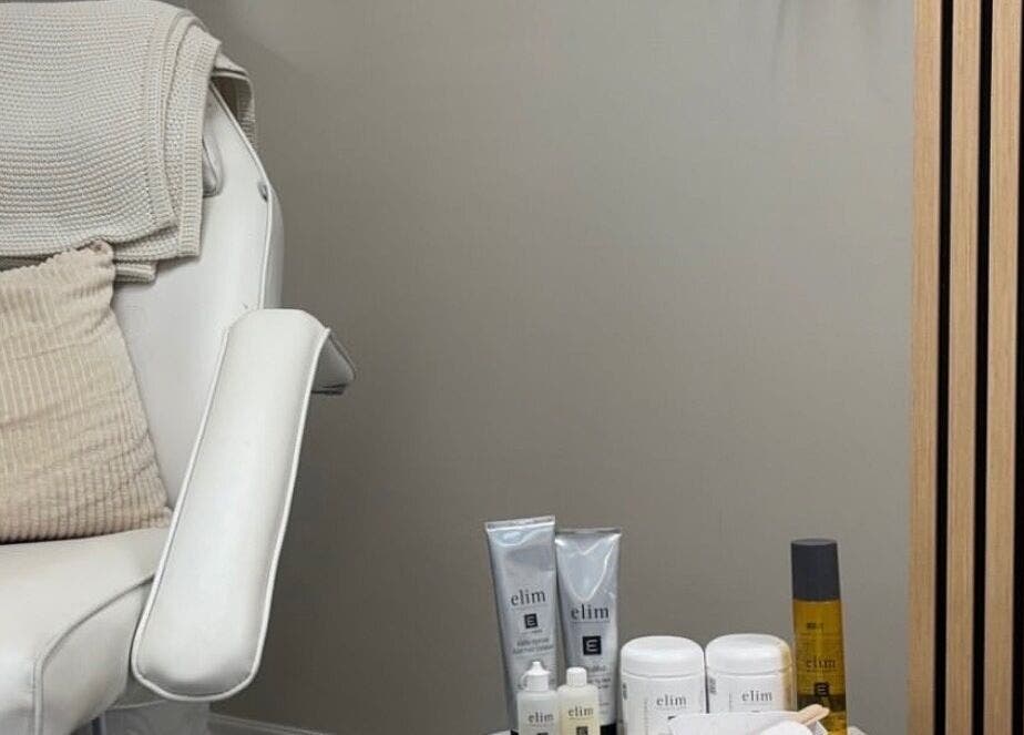 Relaxing spa chair with products at Kls Beauty, Marple, England, GB.