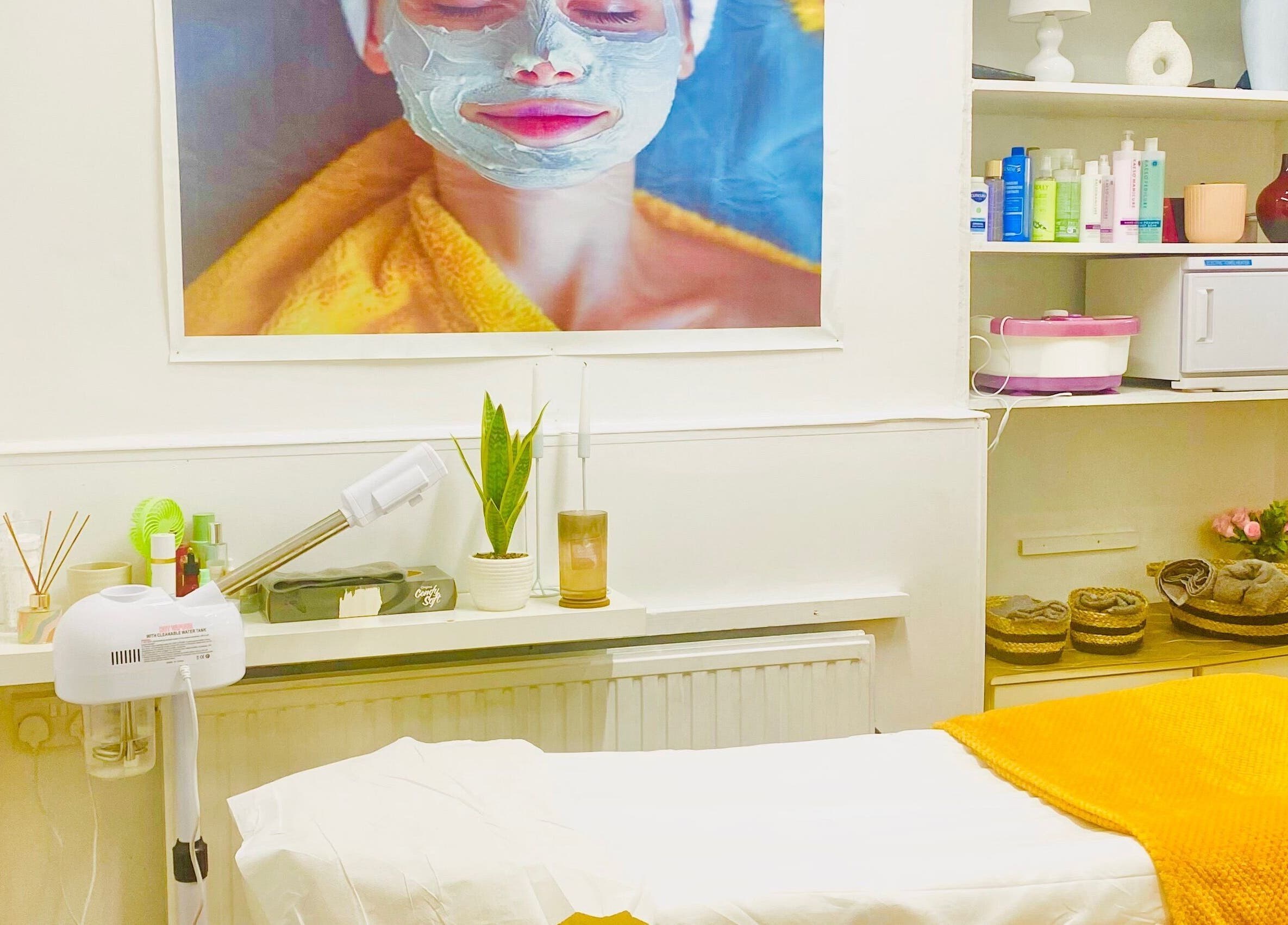 Relaxing facial room at Beauty Hub 131, Nelson, England, GB. Cozy setting for premium wellness treatments.