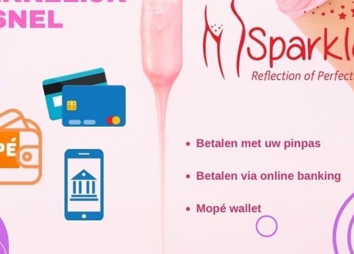 Payment methods accepted at Sparkle Waxing Bar & More, Paramaribo, Paramaribo, SR, including cards and Mopé.