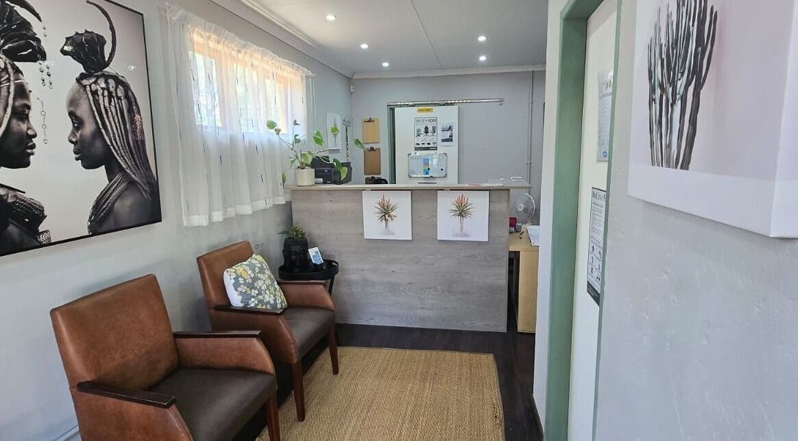Modern reception at Gerhard Shaw Physiotherapy, Pretoria, Gauteng, ZA with stylish decor and relaxing atmosphere.