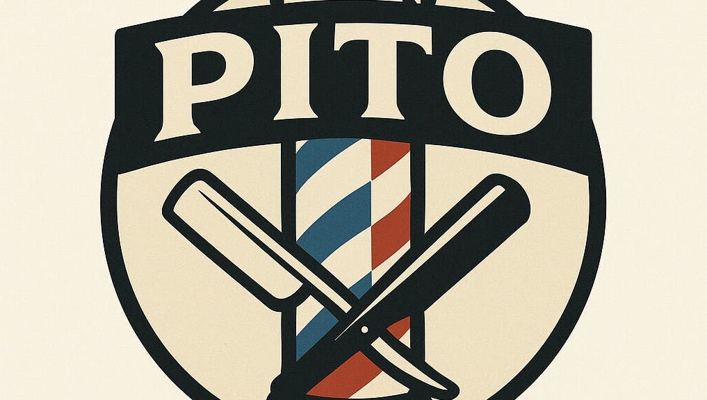 Logo élégant de Pito.cld, salon de coiffure à Noé, Occitanie, FR, avec motifs symboliques.