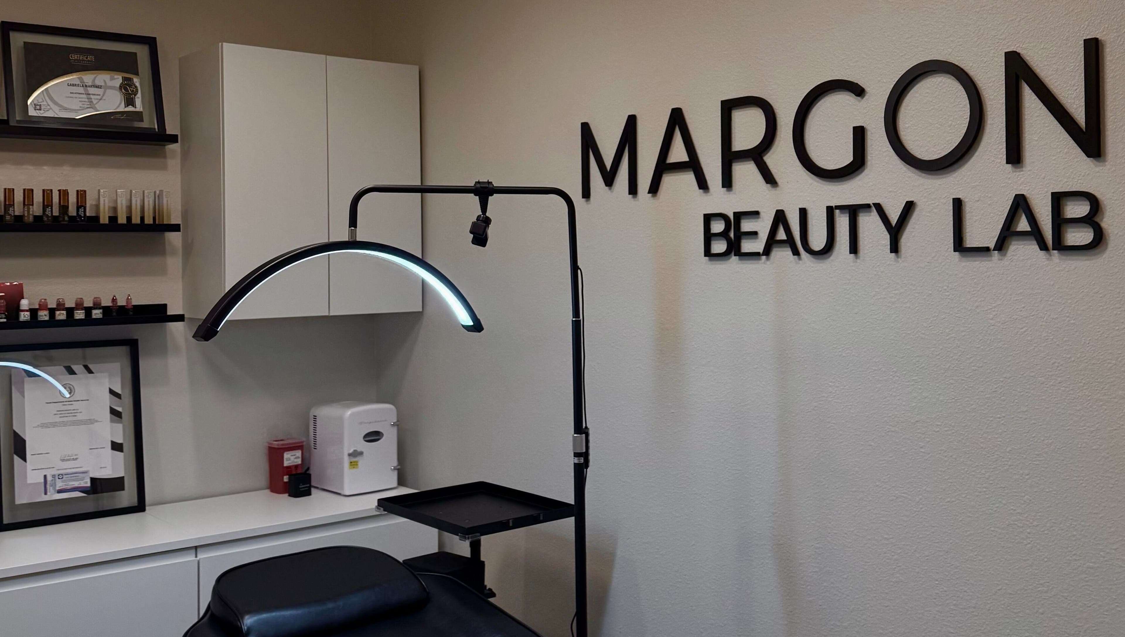 Professional setup at MARGON BEAUTY LAB in Houston, Texas, US. Modern and inviting beauty treatment area.