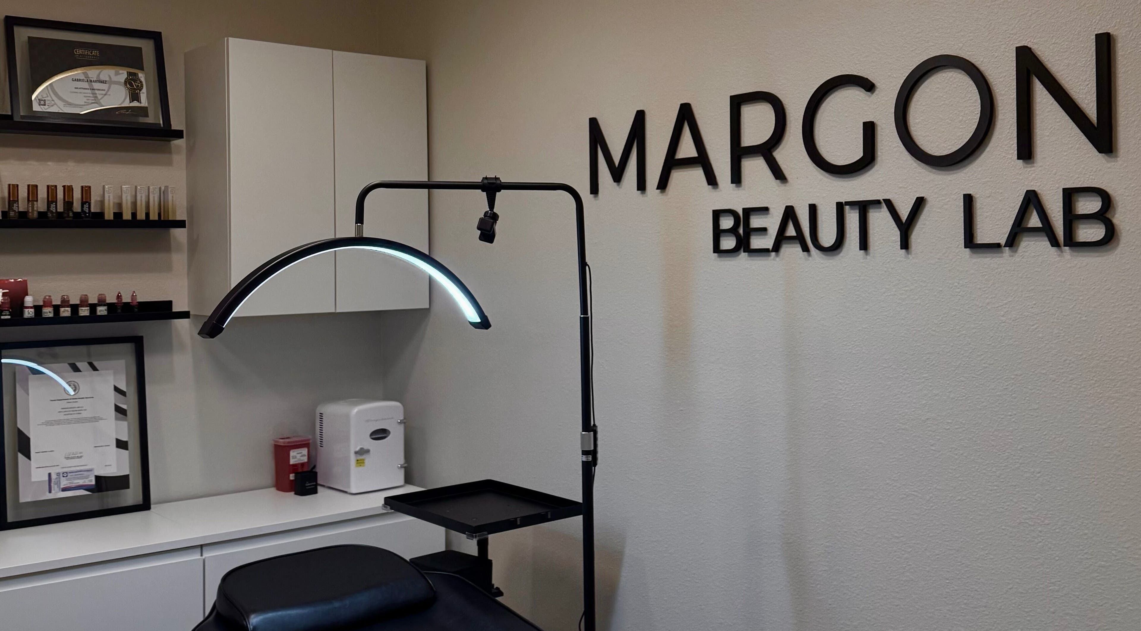 Professional setup at MARGON BEAUTY LAB in Houston, Texas, US. Modern and inviting beauty treatment area.