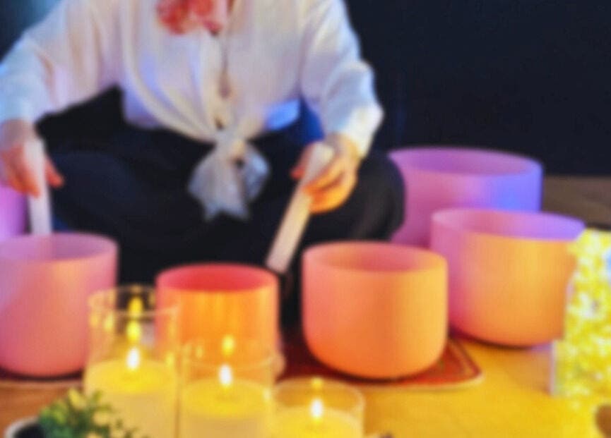 Sound healing bowls at Authentic Life Wellbeing, Stevenage, England, GB, creating a tranquil atmosphere.