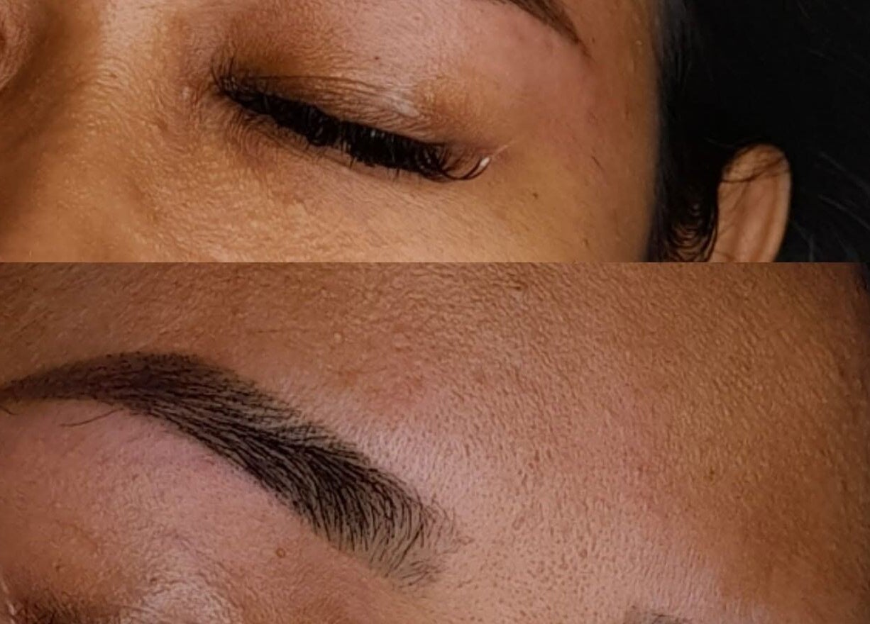 Eyebrow transformation at Beauty by Pascalle, Paramaribo Noord, SR. Experience precision shaping.
