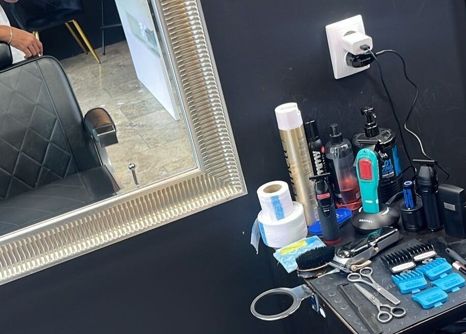 Barber chair and grooming tools at Tstar.The.Barber, Dudelange, Esch-sur-alzette, LU.