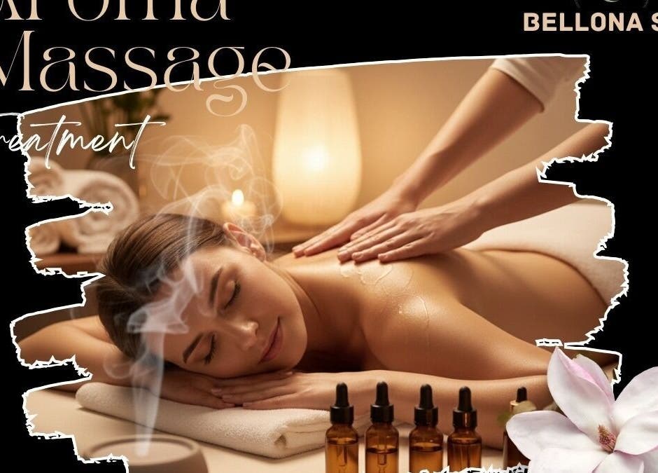 Relaxing aroma massage at Bellona Spa in Bengaluru, Karnataka, IN, showcasing soothing ambiance and essential oils.