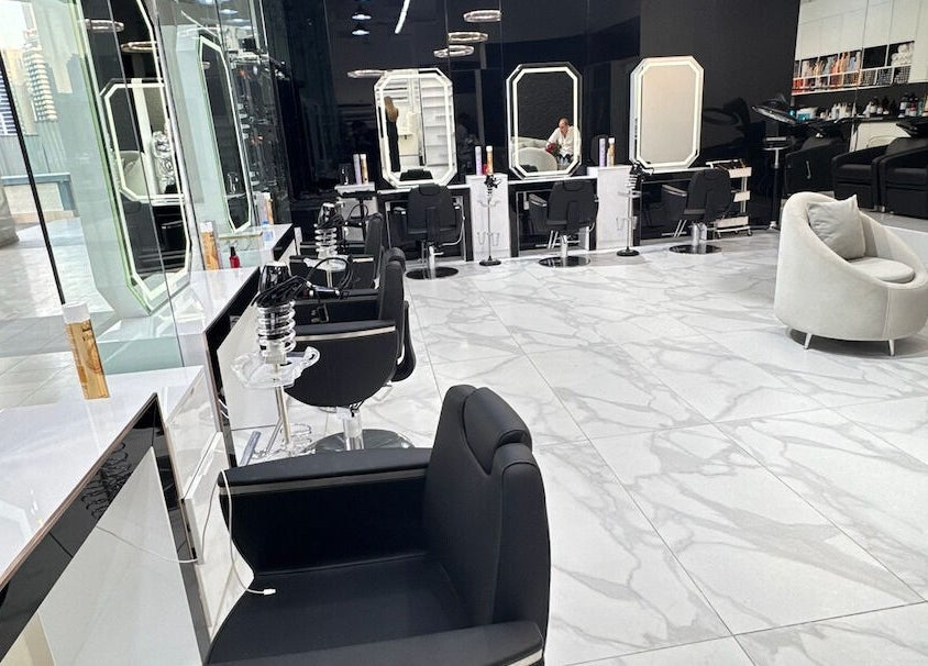 Luxurious interior of Lul Beauty Salon in Dubai, Dubai, AE showcasing modern design and comfortable seating.